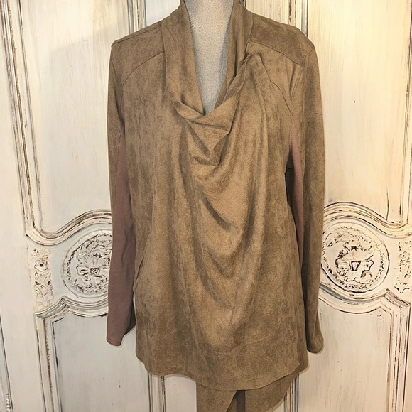 BLANKNYC Artsy Boho Minimalist Ultra Suede Cowl Cardigan Lightweight Jacket S/XL - Picture 1 of 15